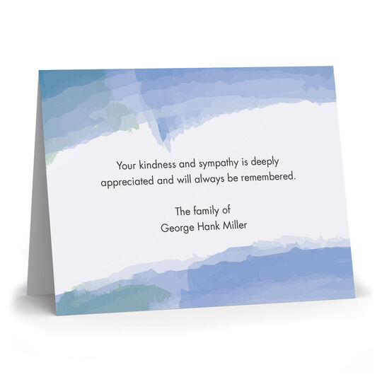 Blue Watercolor Folded Sympathy Cards
